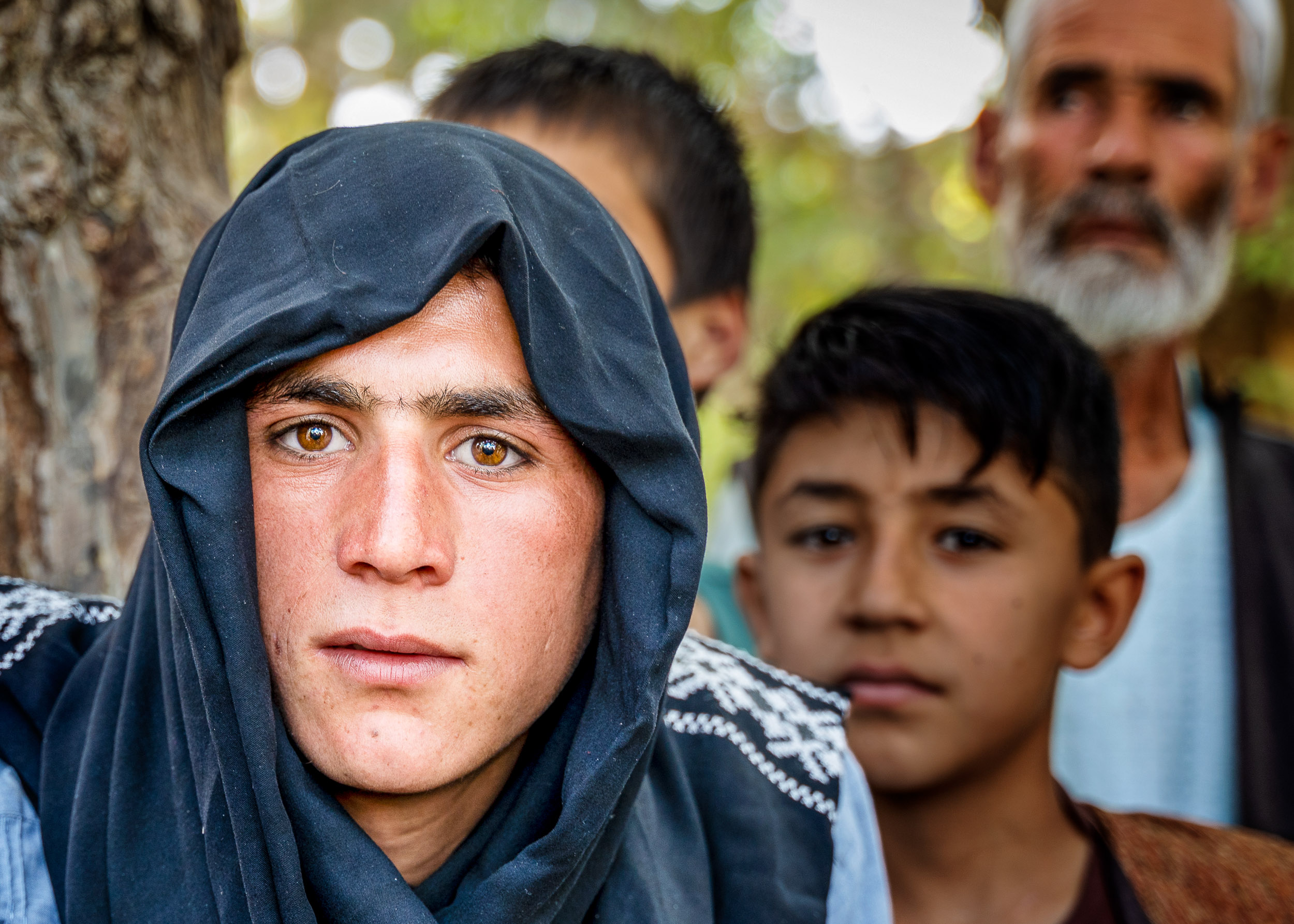 Boy under cloth portrait