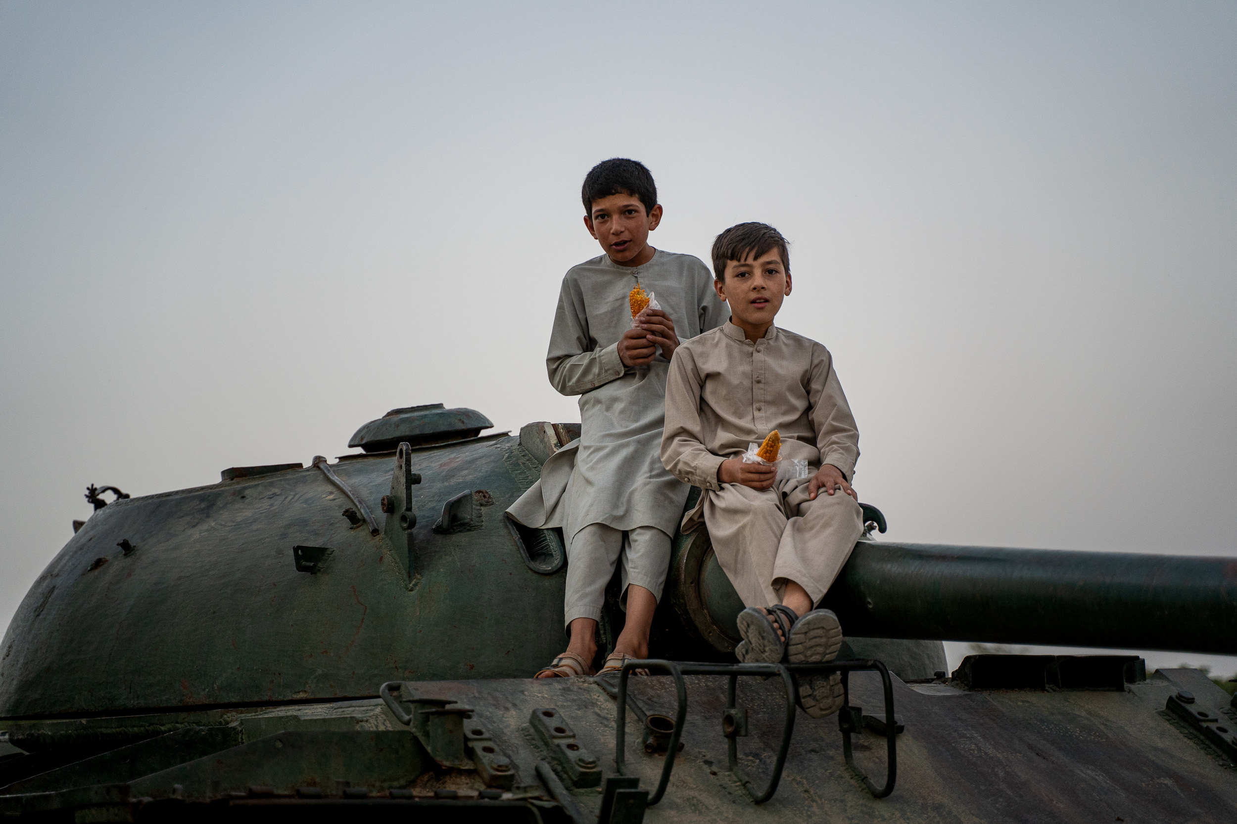 Boys on tank