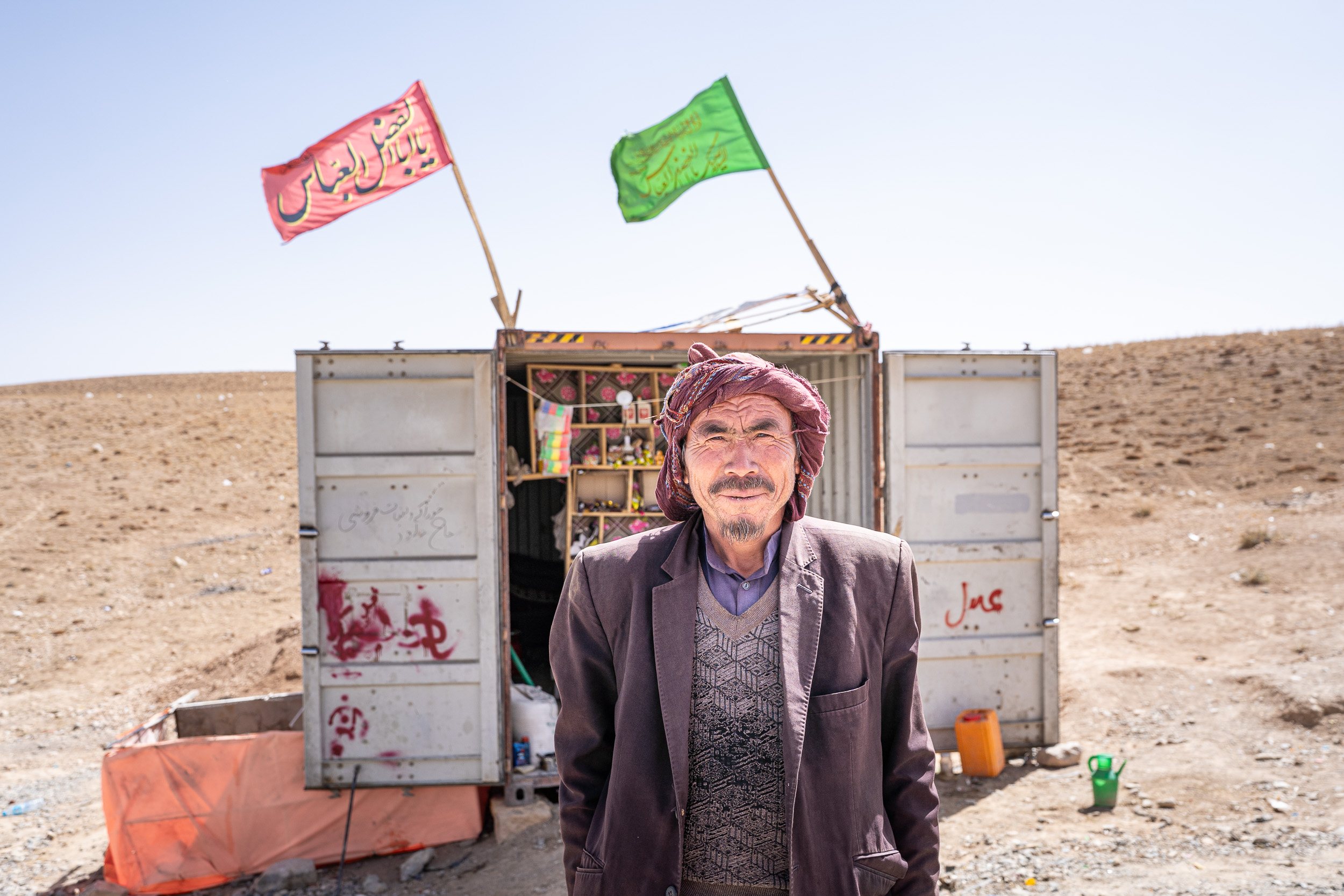 Man with flags